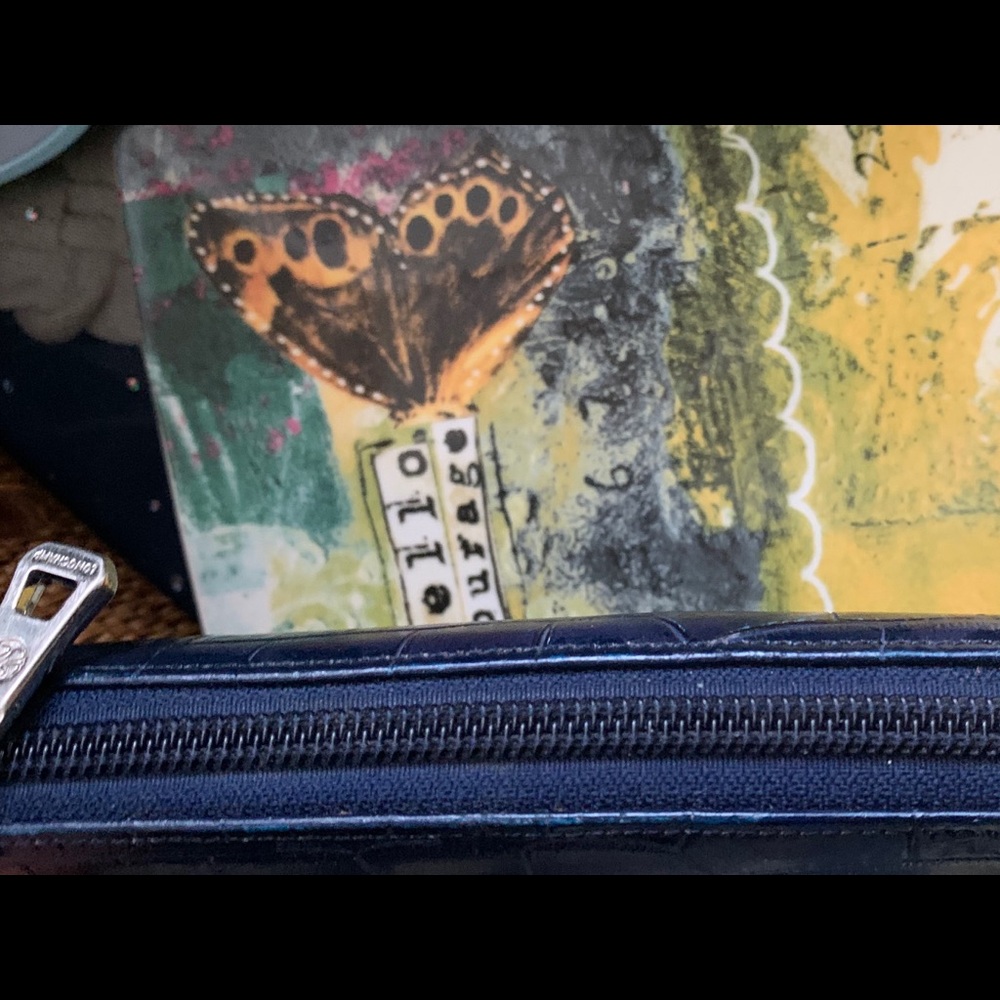 LONGCHAMP VTG CROC NAVY BLUE ACCORDION STYLE ZIPPED Wallet GORG RARE DISTRESSED - Picture 5 of 11